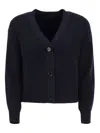 Weekend Max Mara Ribbed Button Cardigan In Blue