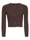 Weekend Max Mara Ribbed Button-fastening Cardigan In Brown