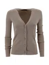 Weekend Max Mara Ribbed Knit V-neck Cardigan In Gray