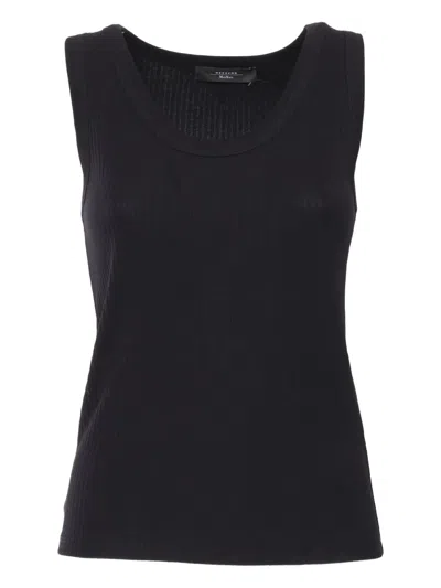 Weekend Max Mara Ribbed Cotton Tank Top In Black