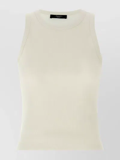 Weekend Max Mara Ribbed Crew Neck Sleeveless Top In Neutral