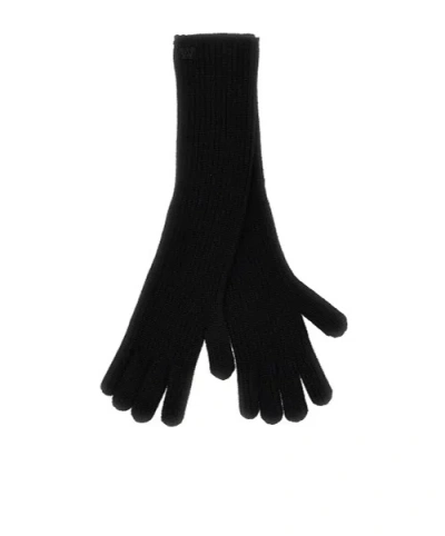 Weekend Max Mara Ribbed Knit Gloves In Black