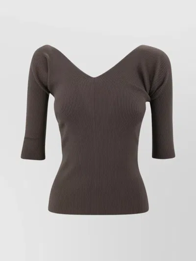 Weekend Max Mara Ribbed Knit Sweater Elbow-length Sleeves