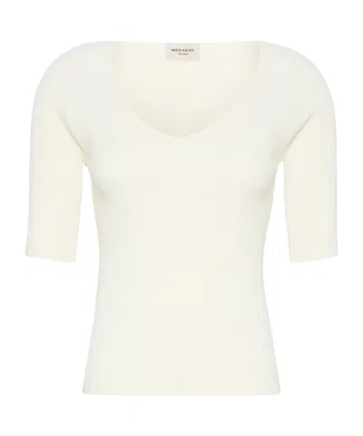 Weekend Max Mara Rib Short Sleeve Sweater In White