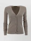 Weekend Max Mara Ribbed Knit V-neck Cardigan In Gray