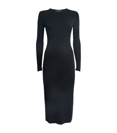 Weekend Max Mara Ribbed Knitted Midi Dress In Black