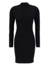 Weekend Max Mara Ribbed Mock-neck Mini Dress In Black