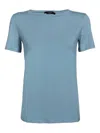 Weekend Max Mara Ribbed-neckline Moth-logo T-shirt In Blue