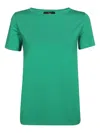 Weekend Max Mara Ribbed-neckline T-shirt In Green