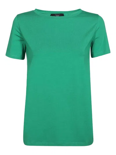 Weekend Max Mara Ribbed-neckline T-shirt In Green