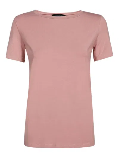 Weekend Max Mara Ribbed-neckline T-shirt In Pink