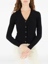 Weekend Max Mara Ribbed V-neck Cardigan In Black