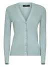 Weekend Max Mara Ribbed V-neck Cardigan In Green