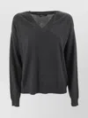 Weekend Max Mara Ribbed V-neck Cashmere Sweater In Black