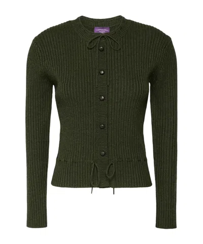 Weekend Max Mara Ribbed Wool Cardigan In Green