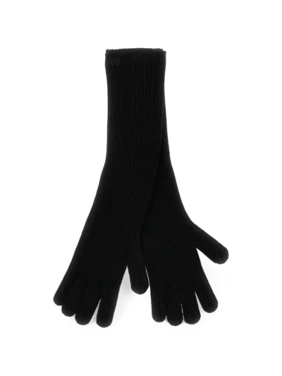 Weekend Max Mara Ribbed-knit Long Gloves In Grey