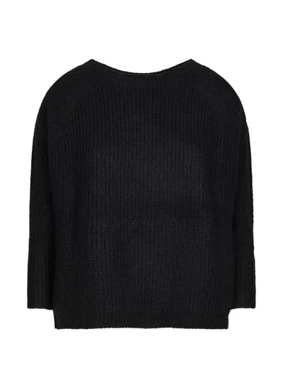 Weekend Max Mara Ribbed-knit Raglan-sleeve Sweater In Black