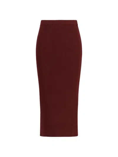 Weekend Max Mara Ribbed-knit Skirt In Burgundy