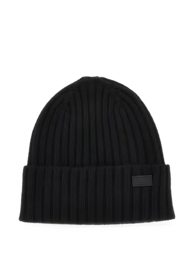 Weekend Max Mara Ribbed-knit Virgin Wool Beanie Hat In Black