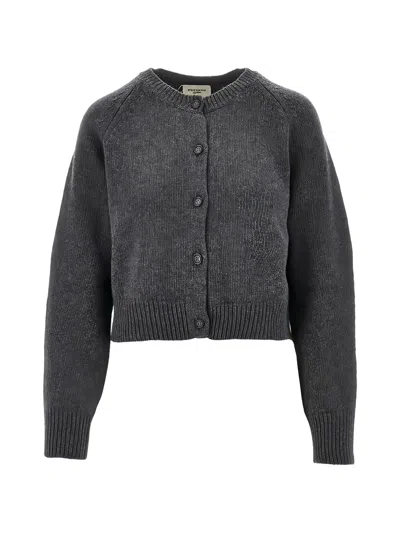 Weekend Max Mara Ribbed-trim Raglan-sleeve Cardigan In Gray