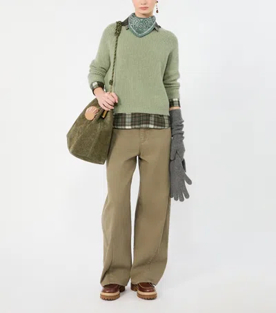 Weekend Max Mara Rib-knit Sweater In Green