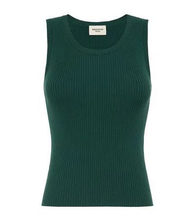 Weekend Max Mara Rib-knit Tank Top In Green