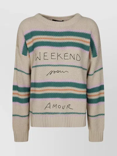Weekend Max Mara Rice Grain Knit Embroidered Sweater