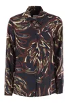 Weekend Max Mara Omens Ultramarine Rive Long-sleeve Silk Shirt In Brown