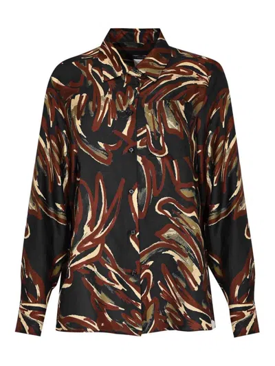 Weekend Max Mara Rive Shirt In Printed Silk Twill In Brown