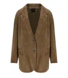 Weekend Max Mara Single-breasted Blazer In Soft Suede In Brown