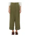 Weekend Max Mara Bronzo Pleated Cuff Pants In Green