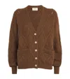 Weekend Max Mara Diamond-pattern Cable-knit Cardigan In Brown