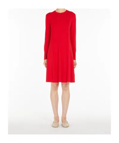 Weekend Max Mara Round-collar Long-sleeved Dress In Red