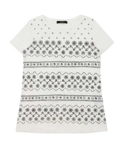 Weekend Max Mara Round Collar Printed T-shirt In White