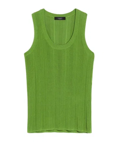 Weekend Max Mara Round Collar Sleeveless Vest In Green