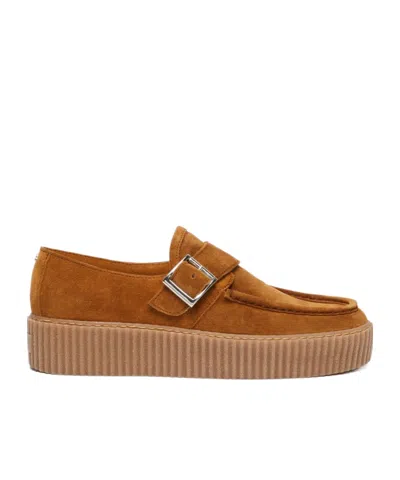 Weekend Max Mara Round-headed Moccasins In Tobacco Color