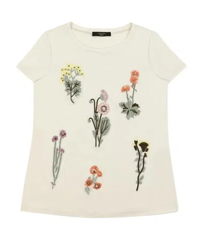 Weekend Max Mara Round Neck Embroidered T-shirt In White