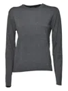 Weekend Max Mara Round-neck Long-sleeve Top In Gray
