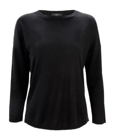 Weekend Max Mara Round-neck Long-sleeved Pullover In Black