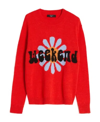 Weekend Max Mara Round-neck Long-sleeved Sweater In Red