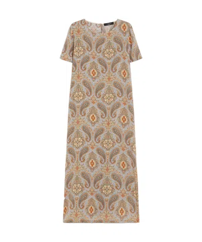Weekend Max Mara Round Neck Short Sleeve Dress In Nude