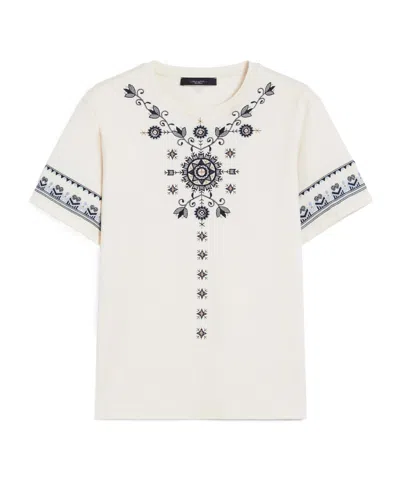 Weekend Max Mara Round Neck Short Sleeve T-shirt In Beige