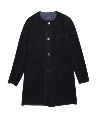 Weekend Max Mara Round-necked Coat In Black