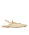 Weekend Max Mara Pearl-embellished Slingback Flats In Nude