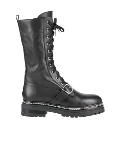 Weekend Max Mara Round-toe Low-heel Leather Boots In Black