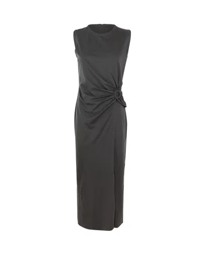 Weekend Max Mara Ruched Crewneck Dress In Marrone