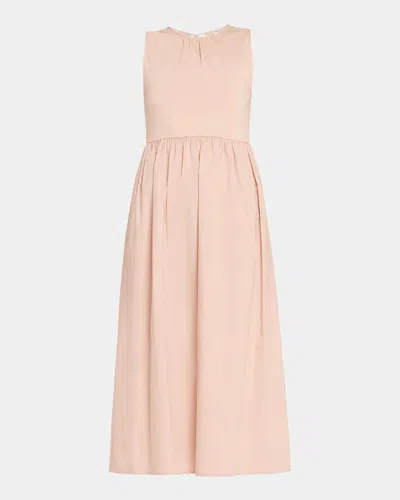 Weekend Max Mara Ruched Jersey & Poplin Midi Dress In Pink
