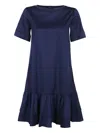 Weekend Max Mara Ruffled Cotton Mini Dress In Blue