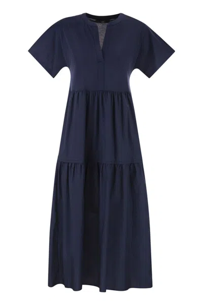 Weekend Max Mara Ruffled Jersey Dress In Blue