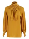 Weekend Max Mara Ruffled-neck Silk Blouse In Yellow